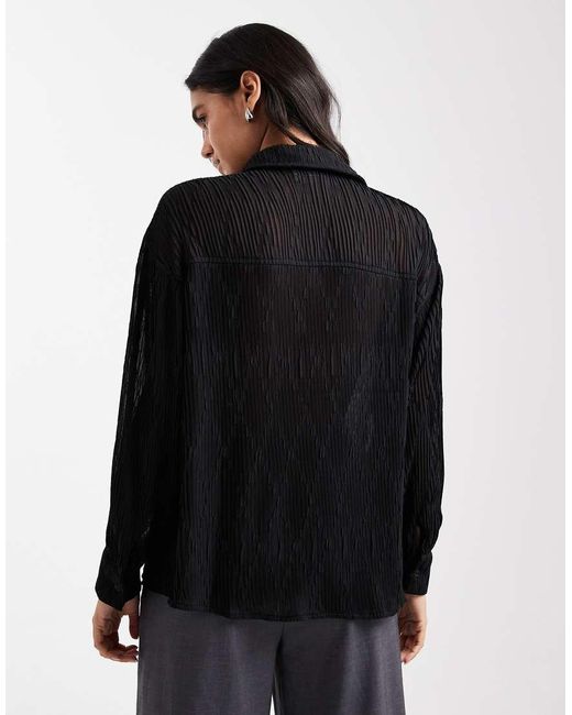 ASOS Black Sheer Crinkle Detail Shirt