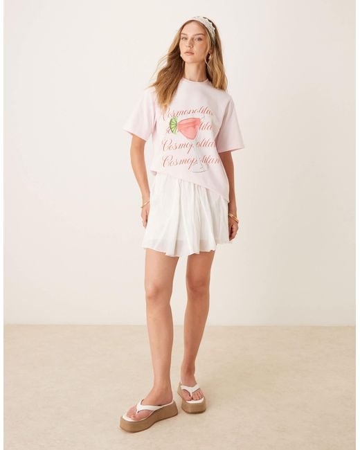 ASOS Pink Oversized Tee With Cosmopolitan Cocktail Graphic