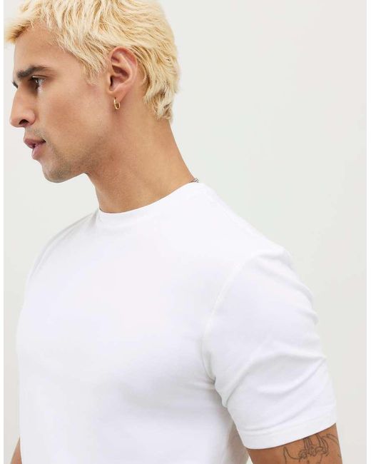 River Island White Muscle Fit Stretch T-Shirts 3 Pack for men