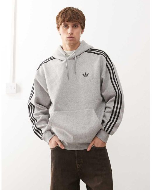 Adidas Originals Gray Adicolor Classics 3-Stripes Hoodie for men