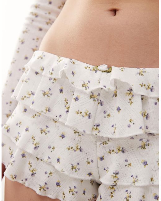 Collusion White Textured Floral Micro Short Bloomer