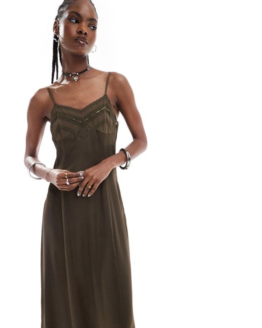 Reclaimed (vintage) Brown Maxi Cami Slip Dress