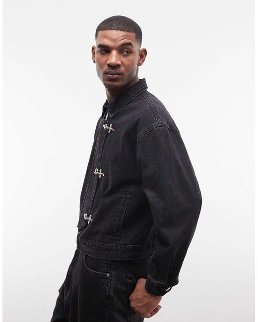 Liquor N Poker Blue Buckle Detail Harrington Jacket for men