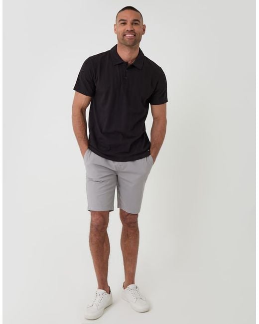 Threadbare Black Textured Cotton Polo Shirt for men