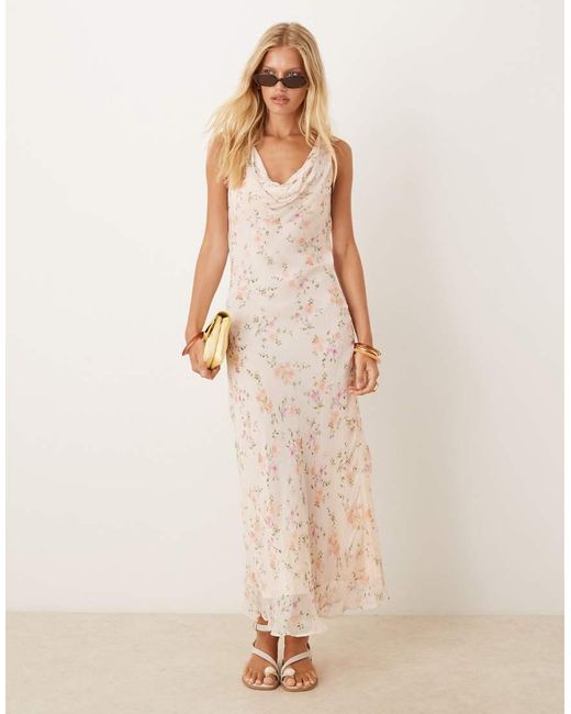 Mango Natural Cowl Neck Midi Dress
