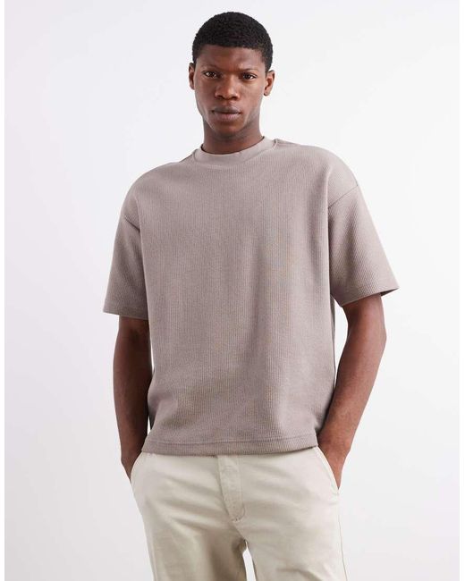 River Island Natural Regular Fit Ribbed T-shirt for men