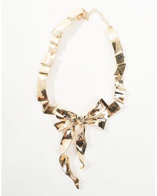 ASOS White Limited Edition Necklace With Folded Bow Design