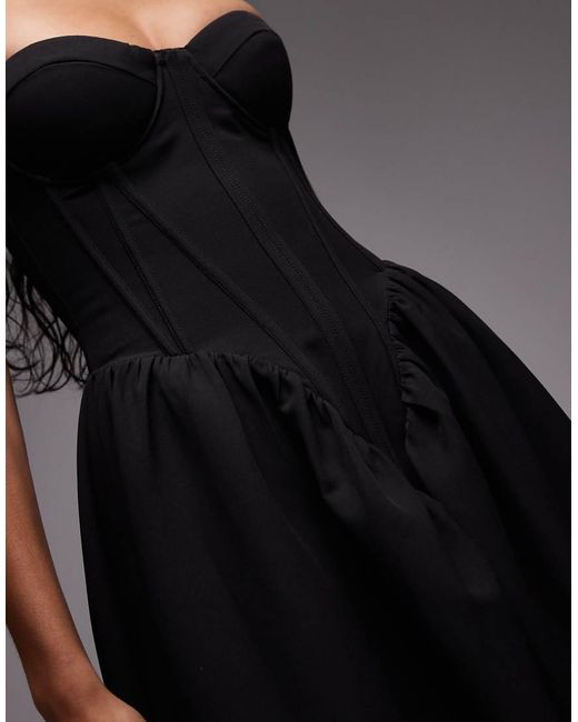 HEIRESS BEVERLY HILLS Black Bandeau Corset Detail Maxi Dress