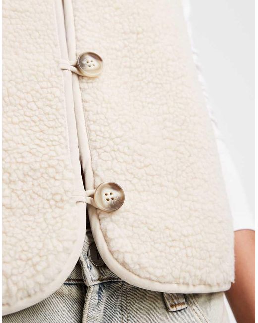 Chaleco Teddy Boxy En -Blanco Vero Moda de color Natural