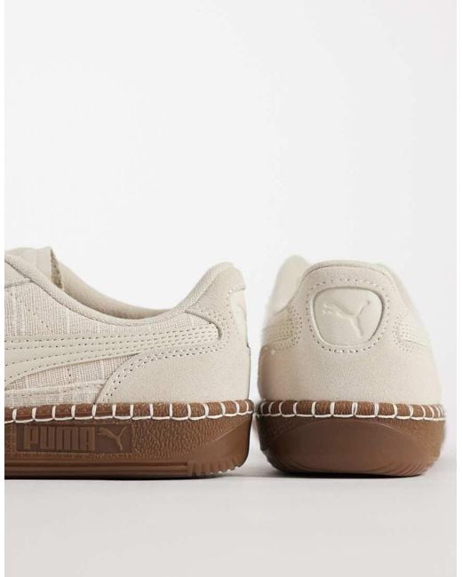 PUMA White Palermo Straw Trainers