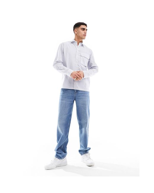 SELECTED White Oversized Poplin Shirt for men