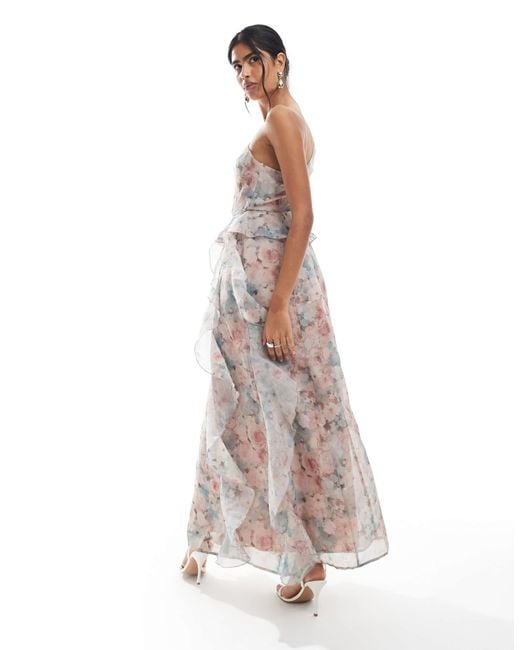 Vero Moda White Chiffon Ruffle Detail One Shoulder Maxi Dress