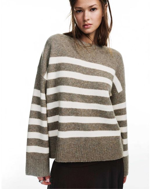 Pull&Bear Gray – gestreifter pullover