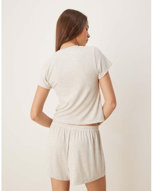 ASOS Natural Mix & Match Rib Oversized Pyjama Tee With Side Split