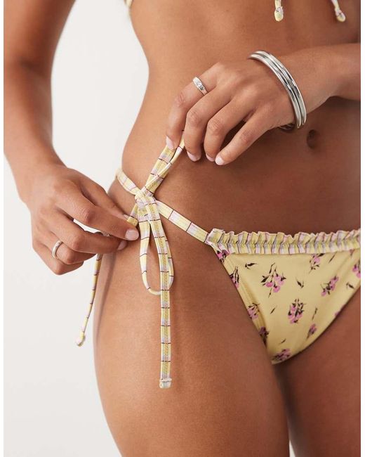 ASOS Brown Imogen Frill Side Tie Bikini Bottoms