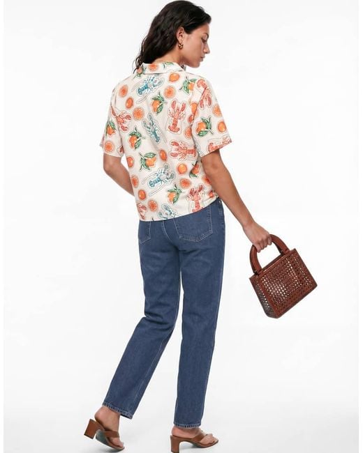 Lovedrobe Natural Lobster & Citrus Print Shirt