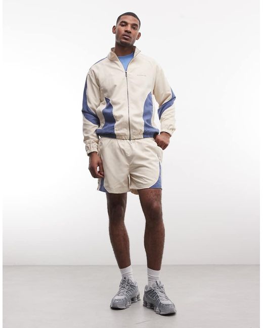 Alma de Ace White Panelled Pexa Shorts Co-ord for men