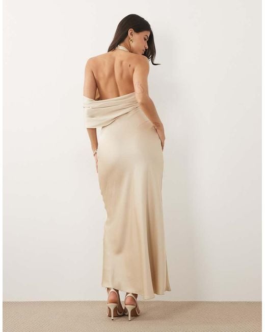 Forever New Natural High Neck Drape Maxi Dress