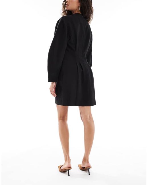 French Connection Black Wrap Front Cinched Mini Dress