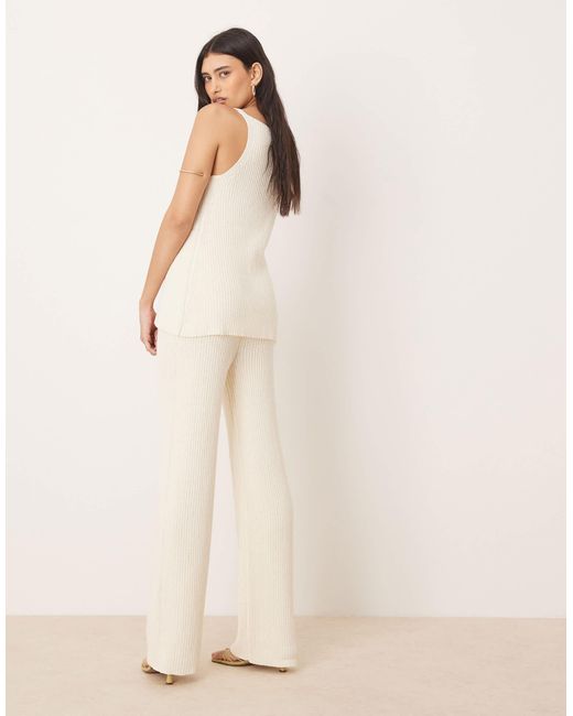 Pantalon d'ensemble ample en maille flammée - crème ASOS en coloris Natural