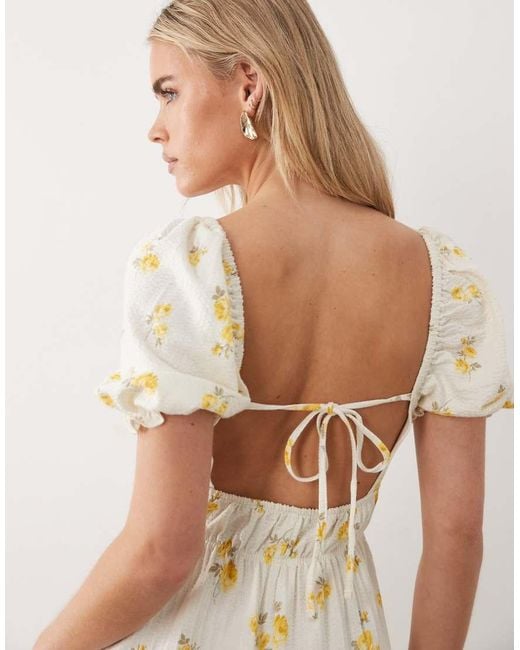 Miss Selfridge White Seersucker Puff Sleeve Milkmaid Maxi Dress