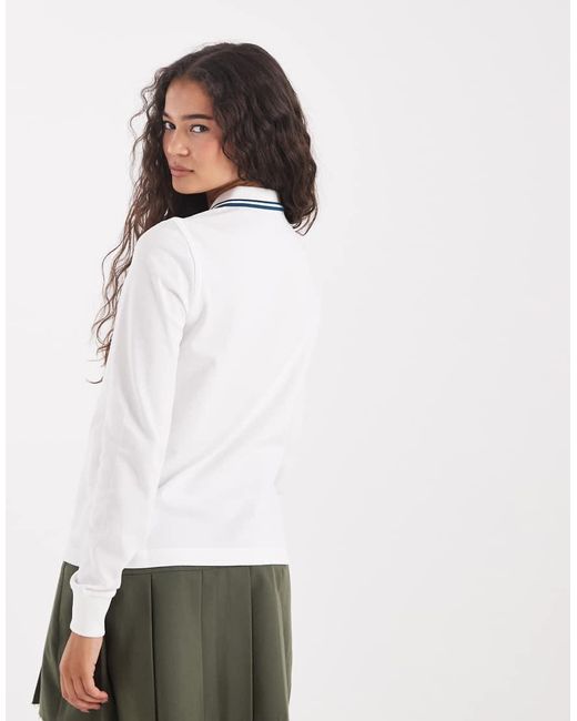 Fred Perry Poloshirt Met Lange Mouwen En Contrastrandje in het White