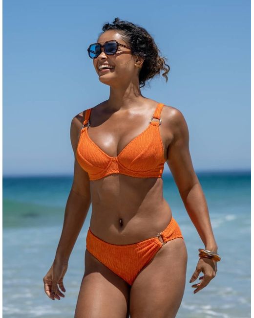 Pour Moi Orange Algarve Non Padded Underwired Textured Bikini Top