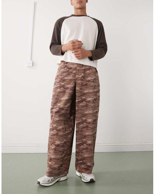 Pantaloni A Palloncino Con Stampa Mimetica di Collusion in Green da Uomo