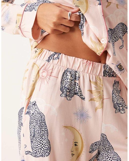 Chelsea Peers Natural Poly Long Sleeve Camp Collar Pajama Set