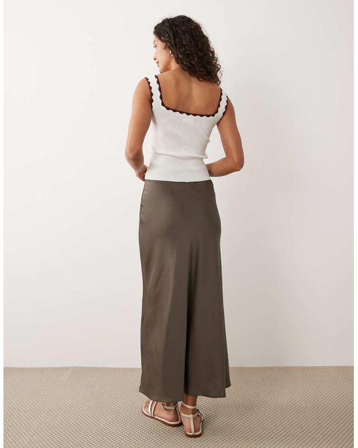 Vila Natural Satin Maxi Skirt
