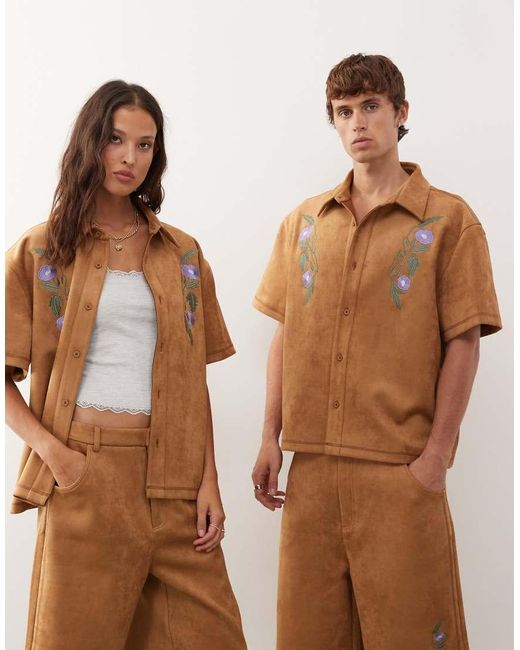 Camicia Squadrata di Reclaimed (vintage) in Brown