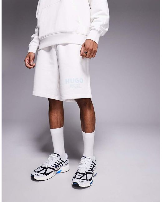 HUGO White Co-ord Loose Fit Jersey Shorts for men