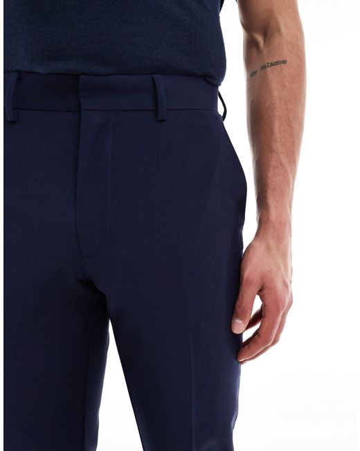 ASOS Blue Washable Slim Suit Trousers With Lightweight Worsted Wool for men