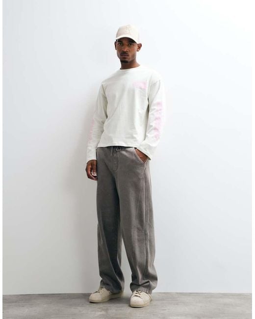 Weekday White Oversized Long Sleeve T-shirt With Pink Graphics for men