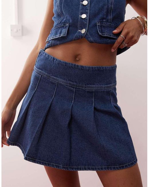 Reclaimed Vintage Pink Western Denim Pleated Mini Skirt Co-ord