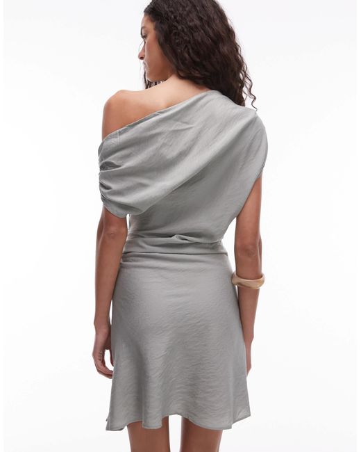Robe courte drapée devant - sauge Mango en coloris White
