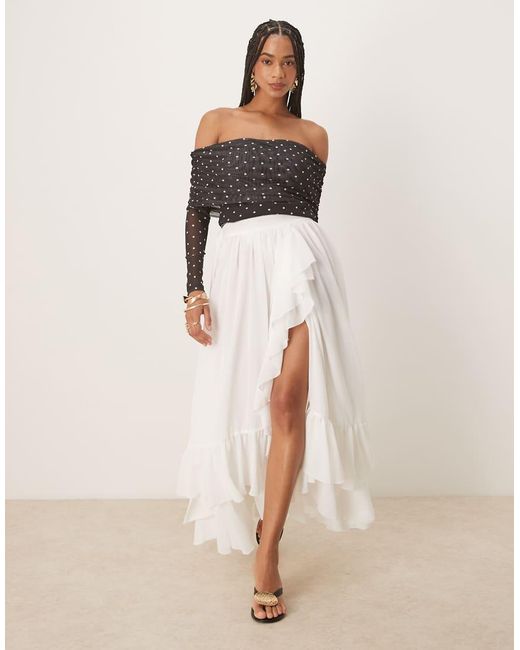 Bardot Natural Mirella Wrap Maxi Skirt