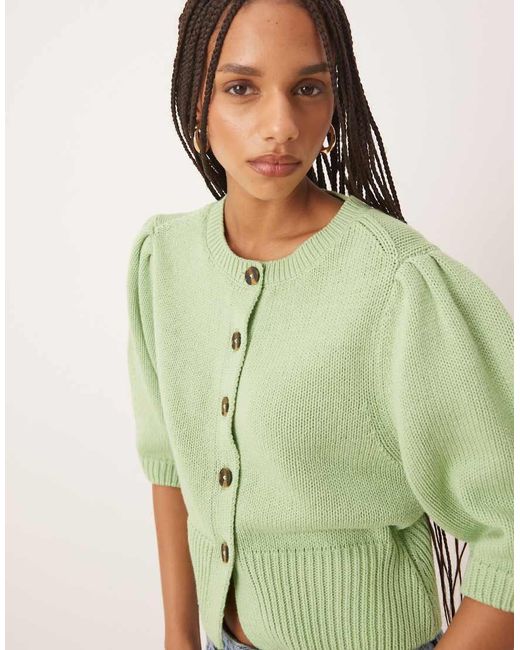 ASOS Vest Met Ronde Hals En Pofmouwen in het Green