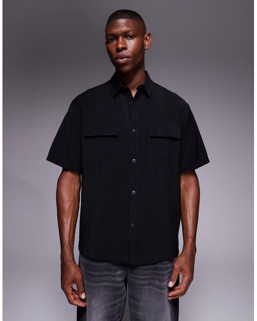 ASOS Black Relaxed Textured Shirt for men