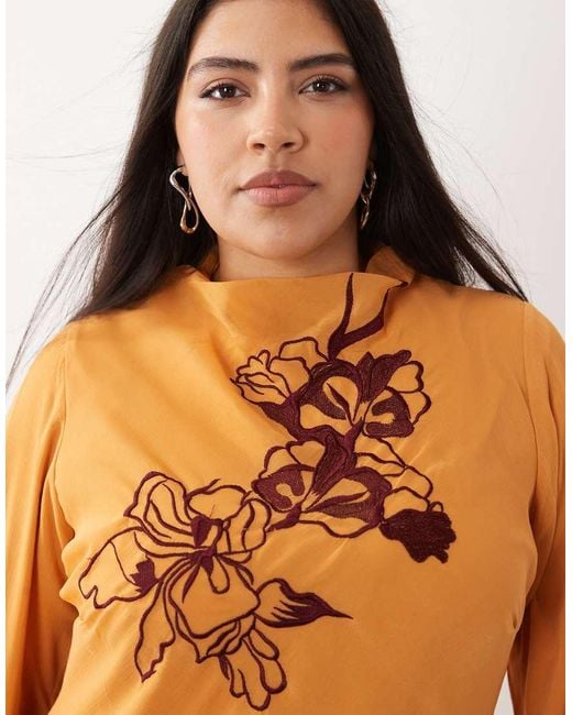 ASOS Orange Asos Design Curve Textured Embroidered Maxi Dress