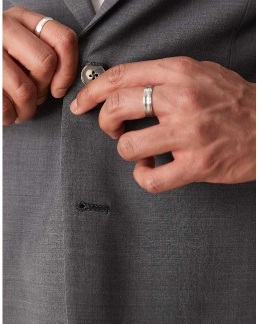 Chaqueta De Traje De Corte Slim De Tejido Ligero De Lana Peinada Lavable De ASOS de hombre de color Gray