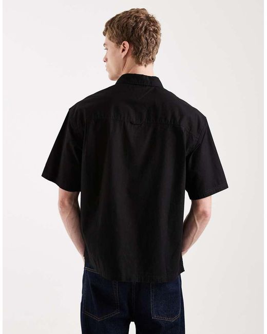 Tommy Hilfiger Black Boxy Skater Fit Short Sleeve Shirt for men