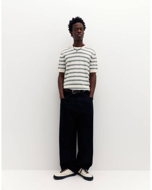 Pull&Bear – kurzärmliger pullover in White für Herren