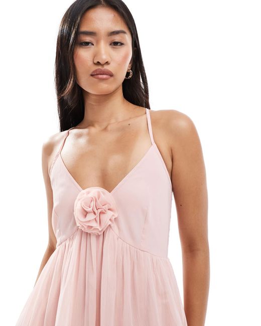Miss Selfridge Pink – gestuftes chiffon-maxikleid