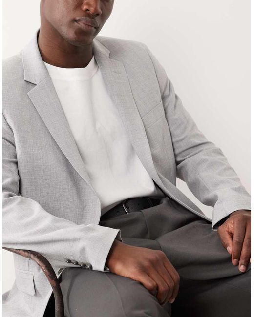 Mango Gray Paris Super Slim Fit Suit Blazer Co-ord for men