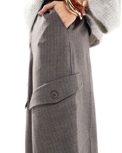 Pull&Bear Gray Pinstripe Cargo Trouser