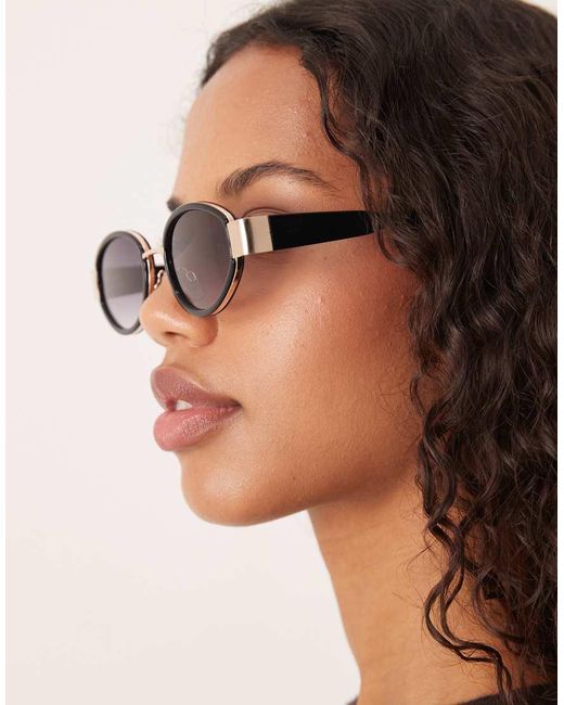 ASOS Brown Metal Frame Oval Sunglasses