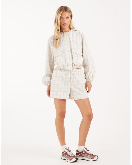 ASOS Natural Hooded Button Through Bomber Jacket