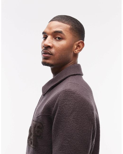 AllSaints Brown Royce Patch Logo Wool Jacket for men