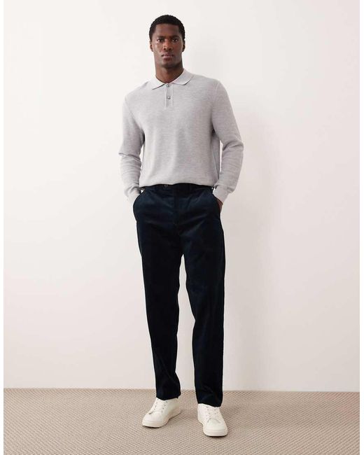 SELECTED Blue Cord Straight Leg Trousers for men
